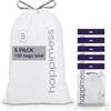 happimess Sacchetti per la spazzatura con coulisse, da 5,3 galloni (20 l), senza profumo, bianchi, resistenti, per cucina e casa, su misura, 100 pezzi (5 confezioni da 20 fodere) HPM3000B-W-5SET