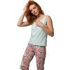 FREDDY Pigiama Donna Cotone Canottiera Pinocchietto Completo Notte Homewear