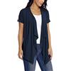 EXCHIC Elegante Manica Corta Cardigan da Donna Drappeggiato Orlo Irregolare Aperto Anteriore Giacca Sportiva Top