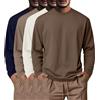Neer Confezione da 4 magliette da uomo grandi e alte in cotone, a maniche lunghe, girocollo, casual, top taglie forti, magliette di base, confezione multipla, XX-Large