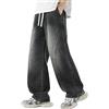Generisch Baggy Jeans da uomo Loose Fit Pantaloni cargo Y2K Vintage Jeans Flared Gamba larga Denim Pantaloni da lavoro casual Skater Streetwear Ragazzi Pantaloni da jogging dritti jeans, O grigio., L