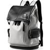 MATE ELAN Zaino in pelle per computer portatile da 15,6 pollici, impermeabile, vintage, per scuola, viaggi, università, lavoro, Nero Bianco-pu, Large, Zaino in pelle per computer portatile per uomo e
