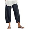 ZANZEA Pantaloni casual da donna in cotone e lino, taglio ampio, dritti, elasticizzati in vita, pantaloni chino con tasca