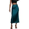 OLIPHEE Gonna Donna Lunga Raso Elegante Maxi Gonne da Donna Solida Colore Elastica Vita Alta A-Line Skirt in Satin Casual Vestiti Vacanza Business