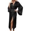 Vhersily 2025 Accappatoio Donna, Vestaglia Kimono in Raso Lunga Mattina con Cintura Sexy Scollo A V Sposa Pigiama Notte Morbido Comodo Leggero Stile Urbano Y2K Elegante alla Moda Tinta Unita Classico