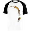 BIOCLOD Funny Calvin And Hobbes Uomini Donne Unisex Baseball Maglietta Bianca Maniche Corto Nere Girocollo Men Women Baseball T-Shirt White