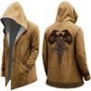Vhersily 2025 Giacca Invernale Uomo Guerriero Vichingo Calda Nordica con Cappuccio Fenrir Cappotto Finta Cashmere Mantello Medievale Drago Corvo Rune Stile Urbano Y2K Hip Hop Invernali Antivento