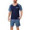 Irdcomps Pigiama Uomo Cotone Corto Estivo Pigiami Due Pezzi Set da Notte Casa Maniche Cort Leggero Scollo a V e Pantaloncini Scozzesi con Tasche