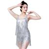 Vhersily Donna Vestito da Ballo Latino Americano Senza Maniche con Nappa Frange Abito da Pattinaggio Artistico con Strass Body Danza Ballerina Costume Danza Ventr Ruggenti Anni '20 Vintage Cocktail