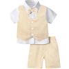 mintgreen Ragazzino Abito da Gentiluomo, 3pezzi Abbigliamento per Battesimo a Spina di Pesce Camicia + Gilet + Pantaloncini, 1-6 Anni