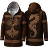 Vhersily Giacca Con Cappuccio Da Uomo, 3D Stampa Lunghezza Media Vichingo Cosplay Cappotti Cardigan Hipster Lungo Felpa Da Motociclista, Classico, Streetwear Con Tasca, Invernali Antivento Giacce