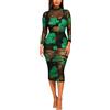 Vhersily Abito Da Donna Sexy In Pizzo Trasparente Tulle Con Stampa Aderente Stretta Abito Midi Lungo per Cerimonie Discoteca Cocktail, Classico, Streetwear Abiti Da Sera Formale, per Matrimoni