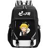 Charous Zaino grande in nylon con stampa anime, The Seven Deadly Sins, Meliodas, zaino per la scuola, per fan dei manga, regalo cosplay, Nero 7 , Taglia unica