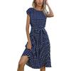 Vhersily Abito Midi con Motivo a Puntini Pieghe Dinamiche e Maniche Corte per Look Retrò-Chic - Vestito A Pois Donna Motivi Pallini Decorative Stile Retrò Vestiti Anni 70 per Matrimoni, Anniversari