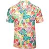 Xact Camicia Hawaiana da Uomo con Colletto Revere, a Maniche Corte, in Cotone, Estiva, per Vacanze, Spiaggia, Casual, Leggera, con Stampa Funky, Tropical Escape - Magneta/Bianco, M