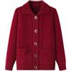 Generico Cardigan Da Donna Di Mezza Età E Anziani Cardigan Lavorato A Maglia Maglioni Con Risvolto Bottone Cardigan Bordeaux Donna Strisce A Rombi Vestiti Da Nonna Mother Wear Vino Rosso (Senza Velluto) Xl