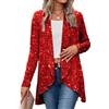 shownicer Giacca con Paillettes di Natale Donna Elegante Manica Lunga Cardigan Glitterato Giacca Irregolare A Rosso XL