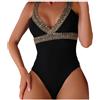 Vuncio Costumi da Bagno Interi Donna Sexy Curvy Taglie Forti con Stampa Costumi Interi Donna Contenitivi Push up Sportivo Mare Spiaggia Piscina Monokini (Black, L)
