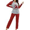 Vhersily Pigiama Natalizio Da Donna Con Motivo Set Pigiama Con Pantaloni A Quadretti e Stampa Gnomo Accogliente Tuta Per Avvento e La Vigilia Di Natale, Set di Pigiami in Camicia per Homewear