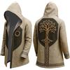 Vhersily 2025 Giacca Invernale Uomo Guerriero Vichingo Calda Nordica con Cappuccio Fenrir Cappotto Finta Cashmere Mantello Medievale Drago Corvo Rune Stile Urbano Y2K Hip Hop Invernali Antivento