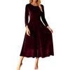 Vhersily 2025 Vestito Donna Elegante Invernale Lungo Sexy Velluto Capodanno Taglie Forti da Sposa Rosso Cocktail Abiti Cerimonia Vintage Curvy Abito Sera Vestiti Formale Ufficio Matrimonio Seducente