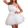 Vhersily Vesito da Donna in Tulle Abito da Sera di Pizzo Chiffon Elegante Vesiti da Cerimonia Corta Mini Tutu Principessa Vestito da Damigella Abito da Sposa Vintage