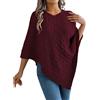 Vhersily Poncho in Maglia con Motivo a Treccia, Con Scollo A V, Vestibilità Comoda, Maglia Intrecciata, Con Orlo Asimmetrico, Elegante, Sottile, A Maniche Lunghe, Per Autunno e Inverno, per Viaggi