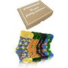 sesto senso 4 paia Calze Lunghe Divertenti in Cotone Calzini Pazzi Colorati Fantasia Donna Uomo Funny Socks Banana Arancia Ananas Agrumi 35-38 FRUITS