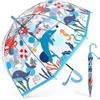 Rylae Ombrello per Bambini con Manico, Ombrello trasparente con Modello, 70cm/27,5 Cupola Apertura 8 nervature manuale Antivento e Antipioggia per bambini di 3-8 Anni (Delfino)