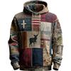 Vhersily 2025 Felpa Con Cappuccio Da Uomo Patchwork Di Bandiere Halloween Cross Pullover Faith Graphic Shirt Maglioni Maniche Lunghe Antivento Giubbotti Rock Sportivo per Allenamento, Tempo Libero