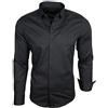 Baxboy B-500 - Camicia da uomo a maniche lunghe, per il tempo libero, per matrimonio, ufficio, slim fit, colletto Nero xxl