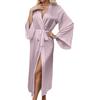 Vhersily 2025 Accappatoio Donna, Vestaglia Kimono in Raso Lunga Mattina con Cintura Sexy Scollo A V Sposa Pigiama Notte Morbido Comodo Leggero Stile Urbano Y2K Elegante alla Moda Tinta Unita Classico