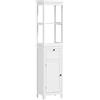 HOMCOM Mobile da bagno a colonna con cassetto, anta, ripiano regolabile e 2 scomparti Mobile da bagno moderno 40x30x165 cm Bianco