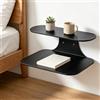 Vehiwell 2 comodini sospesi sospesi 39 x 19cm,mensola parete sottile con 2 ripiani | Moderno, in metallo nero, antigraffio, antiurto e antiurto, da appendere, tavolo da toeletta o credenza
