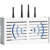 JUDACAIFU Porta Modem da Parete in Materiale Plastica Legno Bianco 38x20x8.5 cm, Scatola Porta Router WiFi con Anta Ribaltabile per Segnale Ottimale, nascondi Router Muro 2 Metodi Installazione per Casa Ufficio