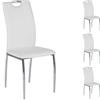 IDIMEX Apollo - Set di 4 sedie per sala da pranzo, set con 4 sedie cromate, similpelle di colore bianco