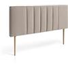 MOMMA HOME Testiera per Letto in Tessuto con Gambe in Legno, Modello Luna, Imbottita con Finiture Morbide e Accessori (Marrone, 160 x 60 cm)