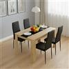GOKHOMX Set tavolo da pranzo rettangolare 110 cm con 4 sedie, set tavolo e sedie sala da pranzo in similpelle nera, per piccolo spazio cucina, sala da pranzo e soggiorno (rovere + nero)