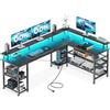 ODK Scrivania Gaming con LED, 168×120cm, Carbonio nero