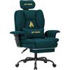 Symino Sedia Gaming con Poggiapiedi, Reclinabile 150°, Braccioli Regolabili in Altezza, Rivestimento in Similpelle, Portata 150 kg
