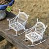 KARLOR Set di 2 mini sedie a dondolo in metallo, ornamenti in miniatura, decorazione da giardino, stile retrò, decorazione artistica in ferro per giardino fatato, scaffale, davanzale, decorazione da