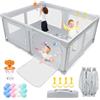 Growithu Playpen pieghevole per bambini e toddlers - 180x150x75 cm per interni ed esterni, grande box portatile con borsa da viaggio, 1 supporto per palla, 20 palline e 4 maniglie