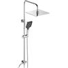 JOHO Colonna Doccia Acciaio Inox Fori Muro Regolabili, Asta Doccia Saliscendi con Doccetta e Soffione, Set Doccia a Pioggia senza Miscelatore, 20x20 cm Cromo