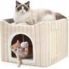 Avont Cuccia per gatti da interni, Cucce Modulari a Cubo Pieghevoli per Gatti, Cuccetta Letto Graffiatoio con Base Antiscivolo, Adatto per Gatti, Piccoli Anima -Crema