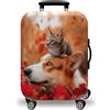 LNXSESN Copri Valigia Cane Rosso Arancione Coprivaligia Elastica Copri Valigia Media Lavabile Anti-Graffio Luggage Cover con Cerniera Coprivaligia Media Riusabile Per 22-25 Pollici