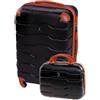 BERTOO Firenze Nero 2 in 1 Set di valigie rigide in ABS L e beauty case con ruote girevoli