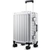 LUGGEX Valigia Rigida, Bagaglio Con Struttura In Alluminio Con Chiusura A Combinazione, Trolley Per Bagagli A Mano Senza Zip Con 4 Ruote, Argento, 56 x 37 x 24 cm