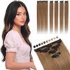 Elailite Extension Capelli Veri Clip Naturali 5 Ciocche Singole con Silk Lace 25cm 36g per Volume/Mèches #6 Castano