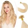 SEGO Pro Extension Capelli Veri Cheratina 50cm 25 Ciocche #24 Biondo Naturale 1g U-Tip Pre Bonded Keratina 100% Remy Hair Umano Naturale Invisibili