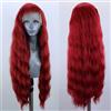 PORSMEER Parrucca da donna con attaccatura frontale in tulle, lunga e mossa, 33 x 10 cm, attaccatura dei capelli naturali, resistente al calore, colore rosso